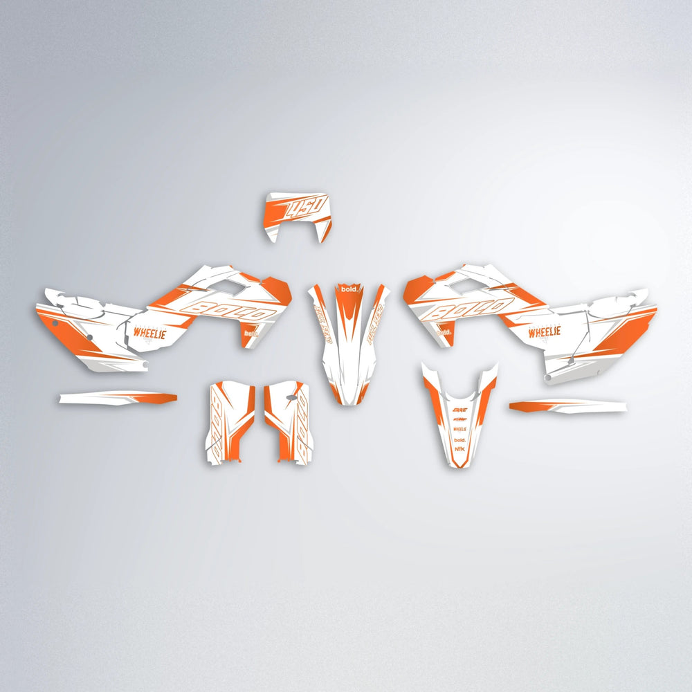 EVO Husqvarna FE/TE graphics kit parts layout in Orange