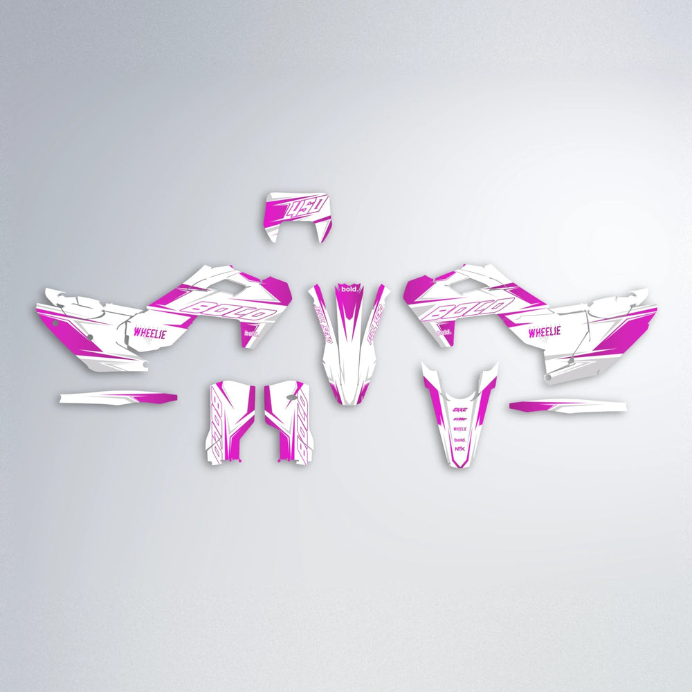 EVO Husqvarna FE/TE graphics kit parts layout in Pink
