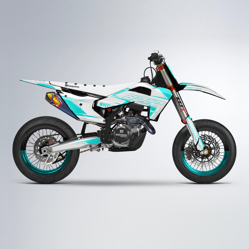 EVO Husqvarna FE/TE supermoto graphics kit in Teal