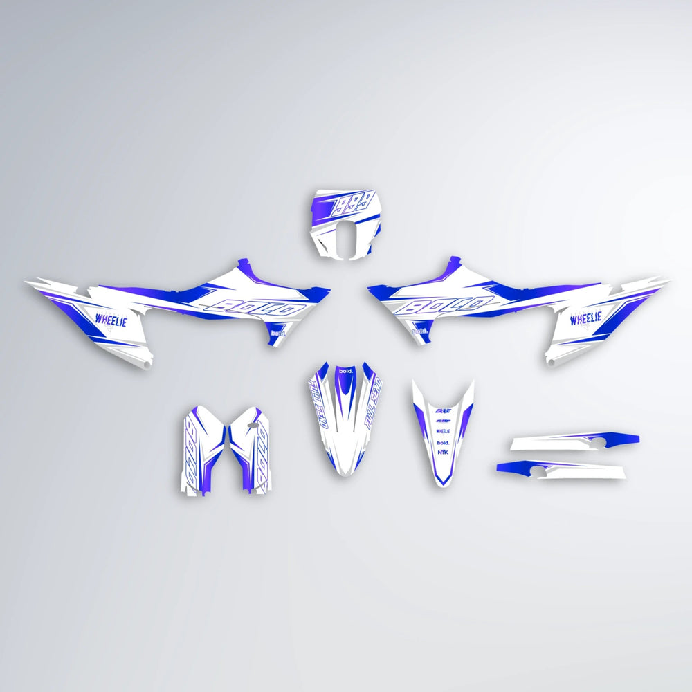 EVO Stark Varg SM graphics kit parts layout in Blue