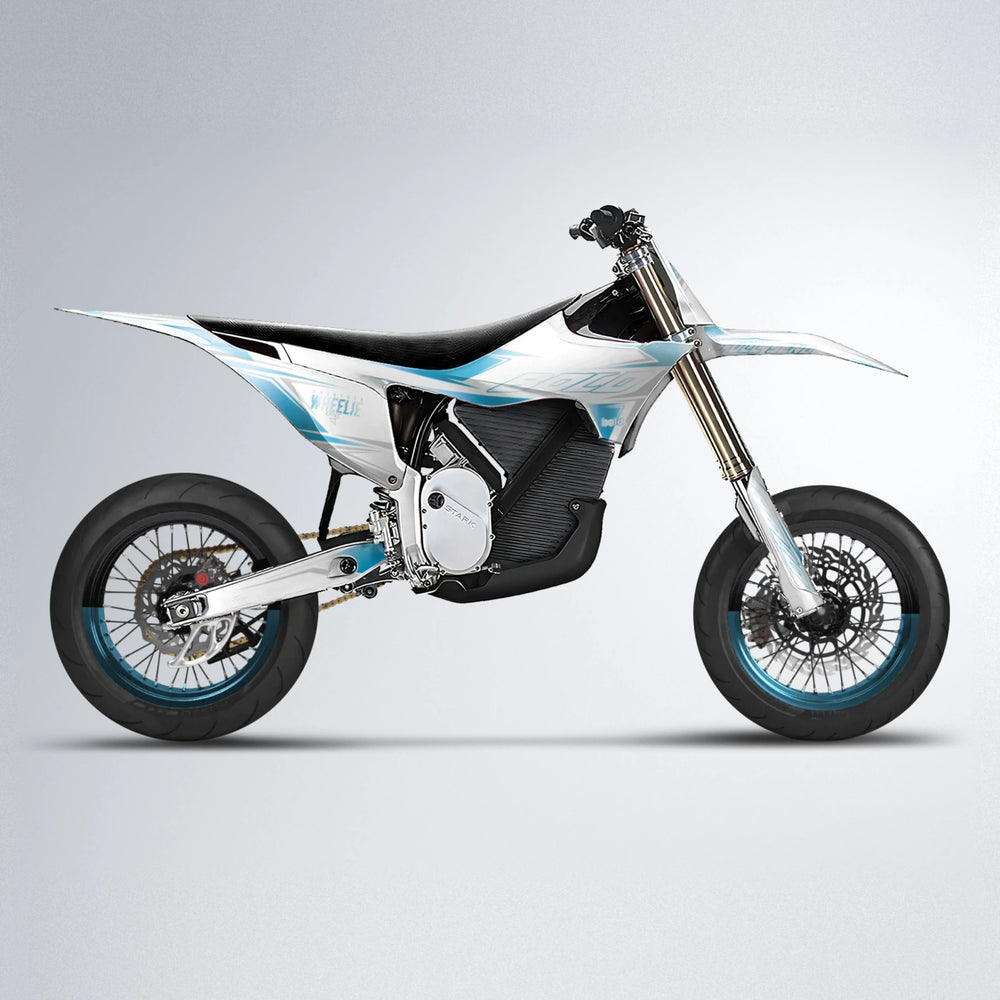EVO Stark Varg SM supermoto graphics kit in Light Blue & White