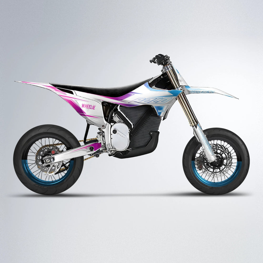 EVO Stark Varg SM supermoto graphics kit in Pink & Light Blue