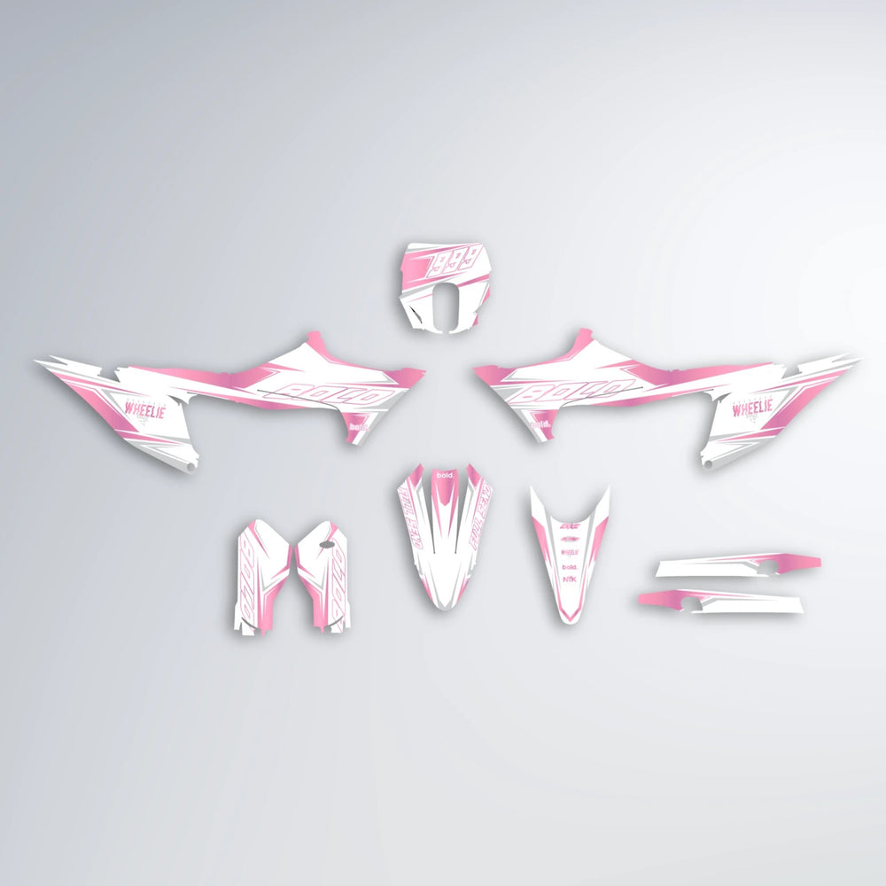 EVO Stark Varg SM graphics kit parts layout in Sakura Pink