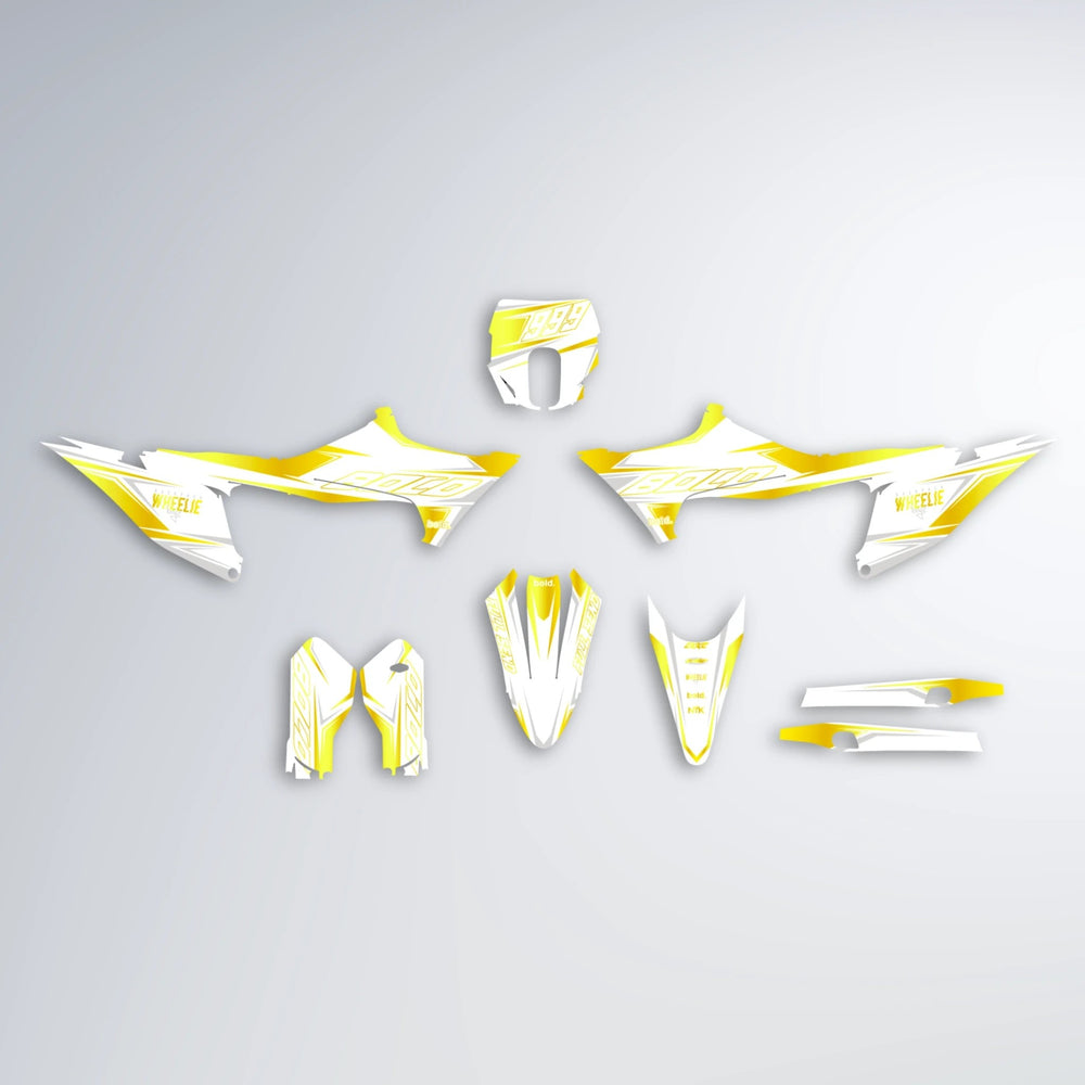 EVO Stark Varg SM graphics kit parts layout in Yellow