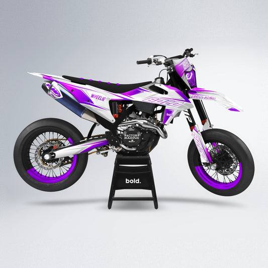 EVO supermoto graphics kit in White/Purple