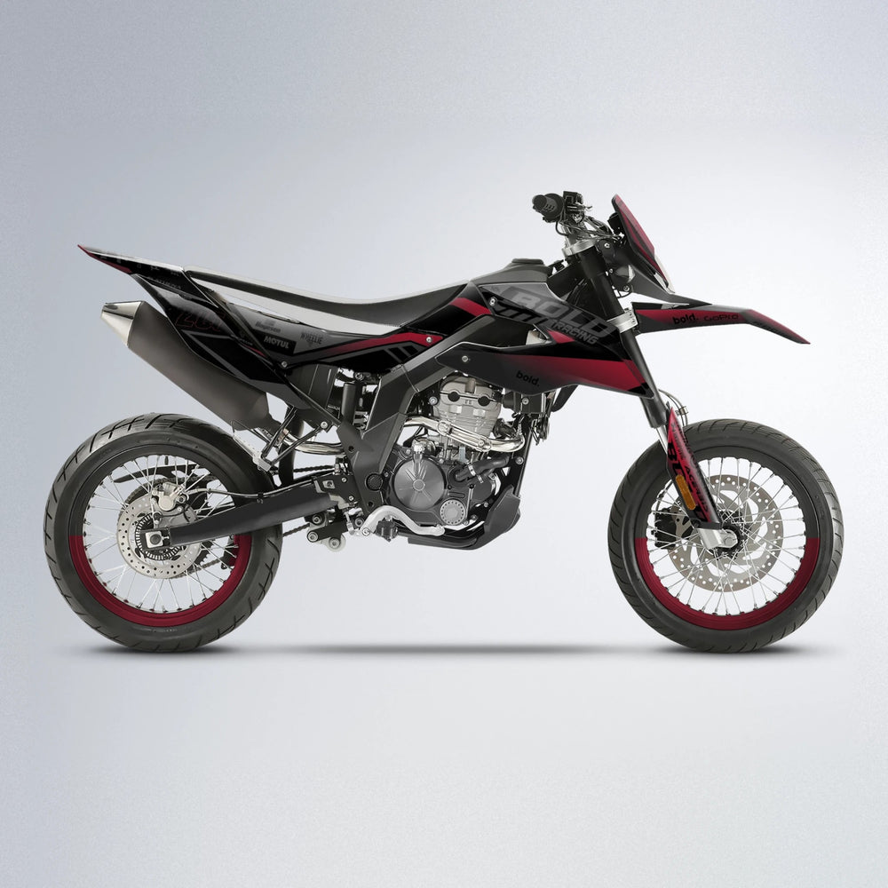 FACTORY Aprilia SX 125 supermoto graphics kit in Black & Red