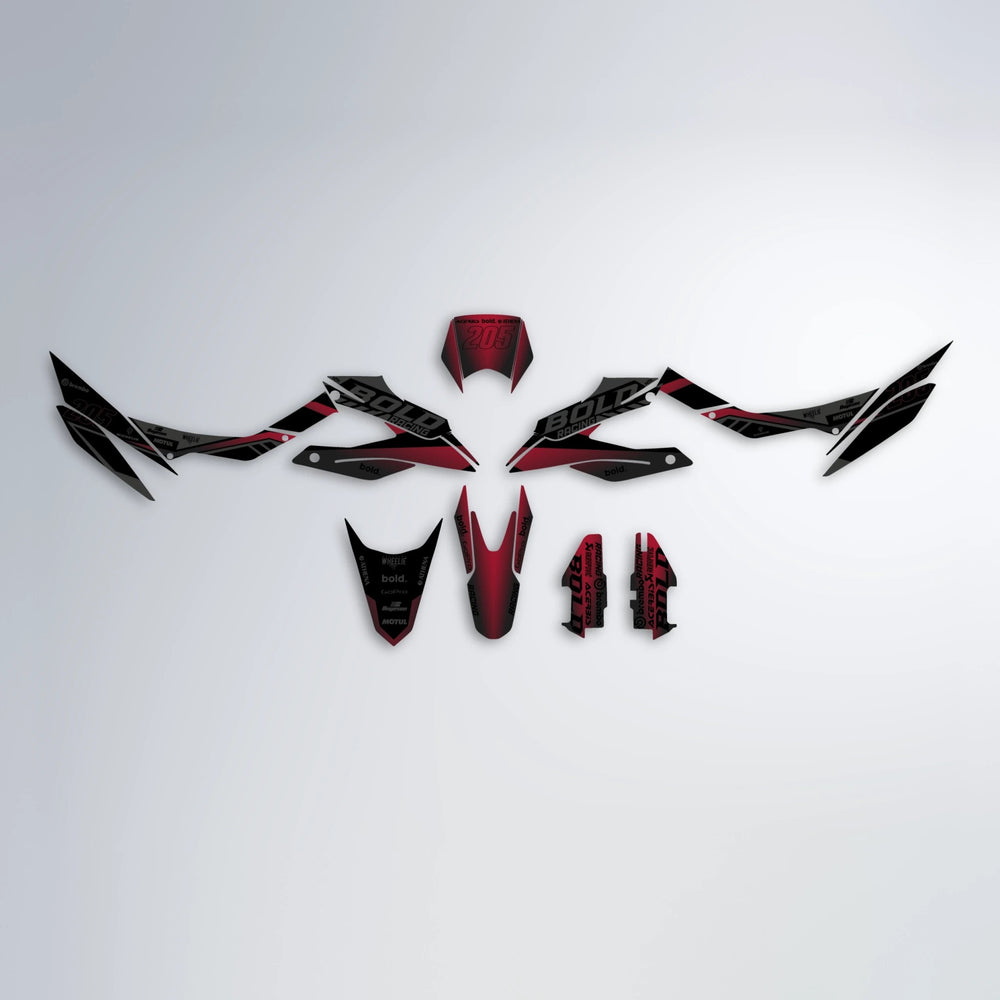 FACTORY Aprilia SX 125 graphics kit parts layout in Black & Red