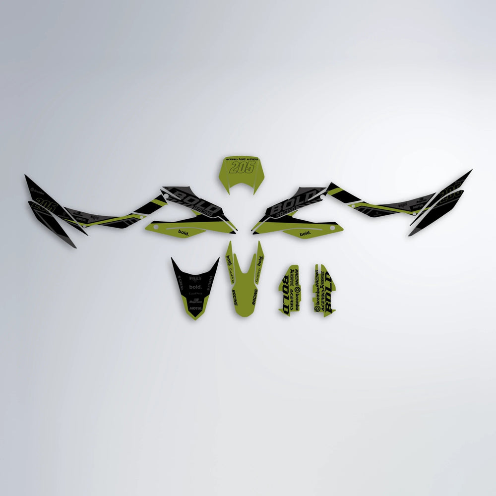 FACTORY Aprilia SX 125 graphics kit parts layout in Olive