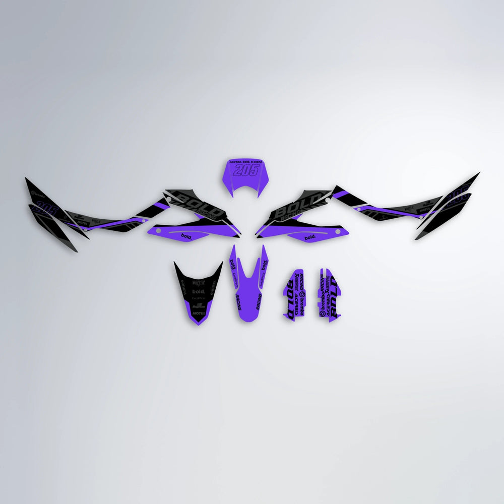 FACTORY Aprilia SX 125 graphics kit parts layout in Purple