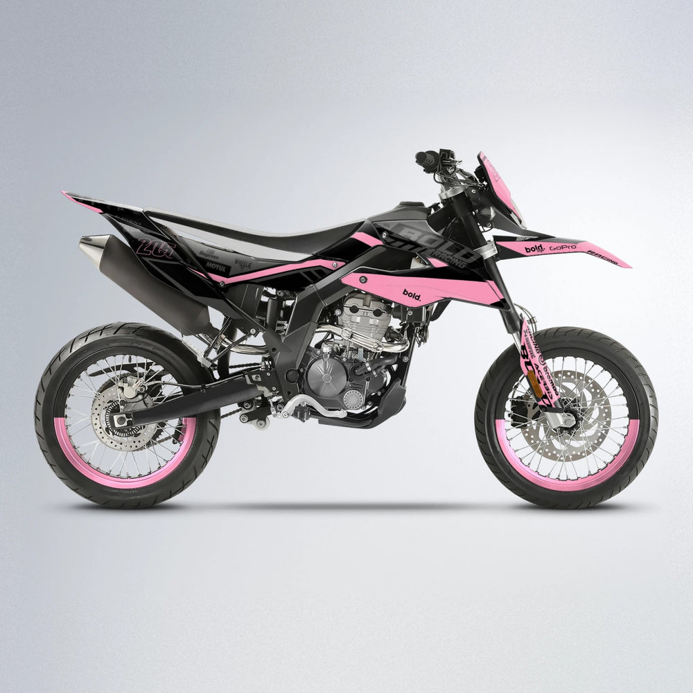 FACTORY Aprilia SX 125 supermoto graphics kit in Sakura Pink