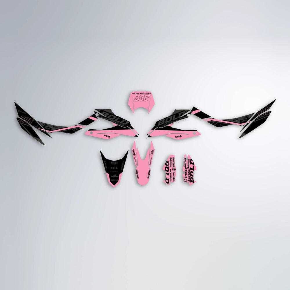 FACTORY Aprilia SX 125 graphics kit parts layout in Sakura Pink