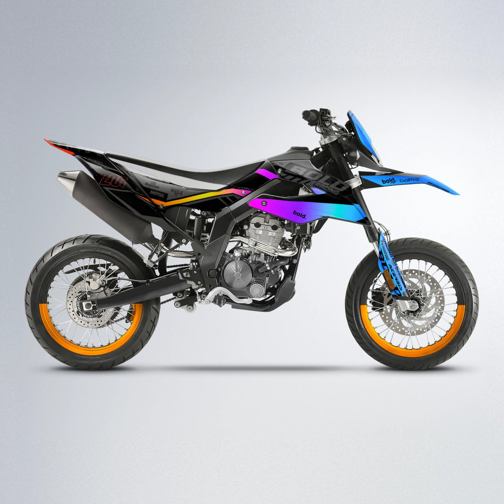 FACTORY Aprilia SX 125 supermoto graphics kit in Sunset Fade