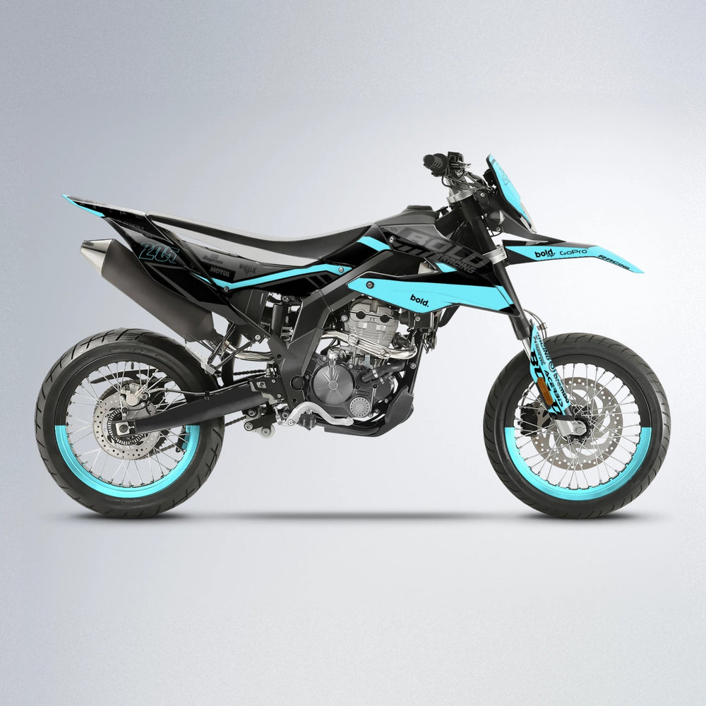 FACTORY Aprilia SX 125 supermoto graphics kit in Teal