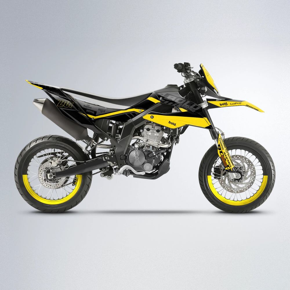 FACTORY Aprilia SX 125 supermoto graphics kit in Yellow