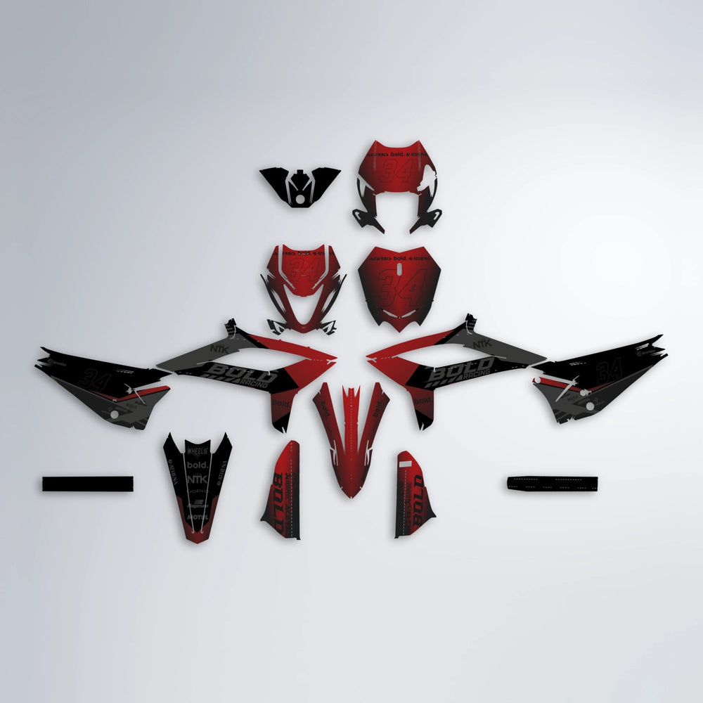 FACTORY Beta graphics kit parts layout in Black & Red
