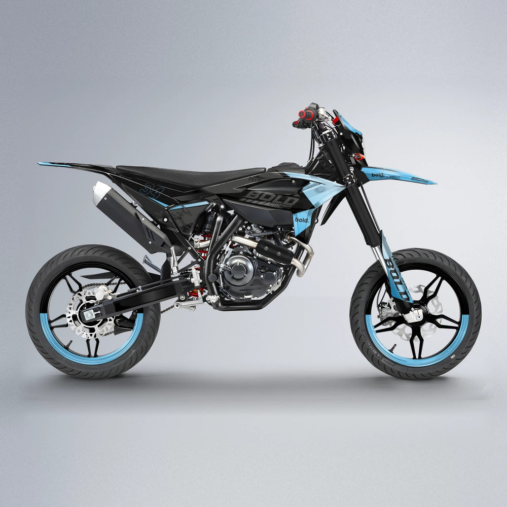 FACTORY Beta supermoto graphics kit in Light Blue & White