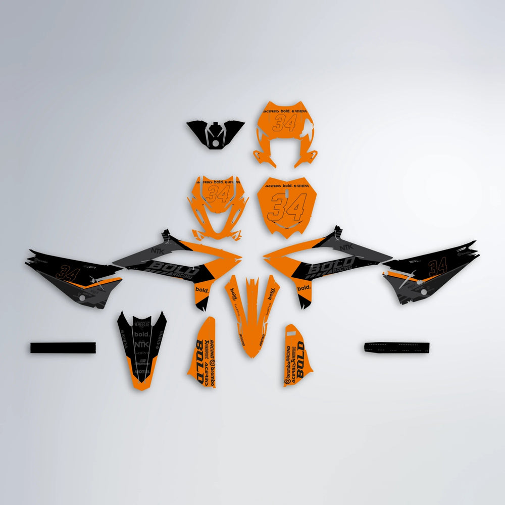 FACTORY Beta graphics kit parts layout in Orange