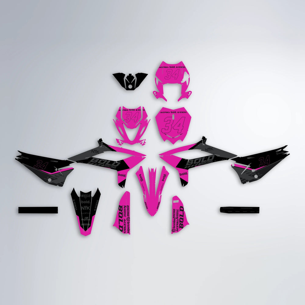 FACTORY Beta graphics kit parts layout in Pink