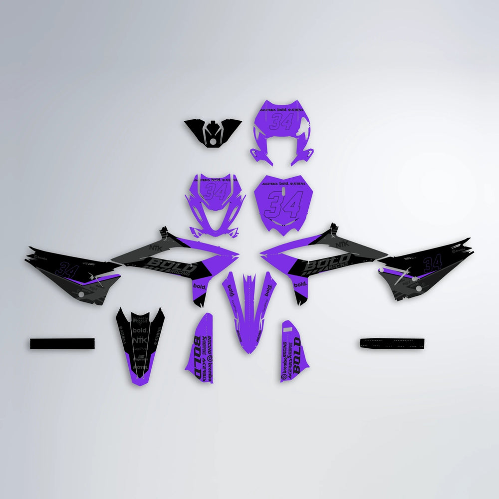 FACTORY Beta graphics kit parts layout in Purple