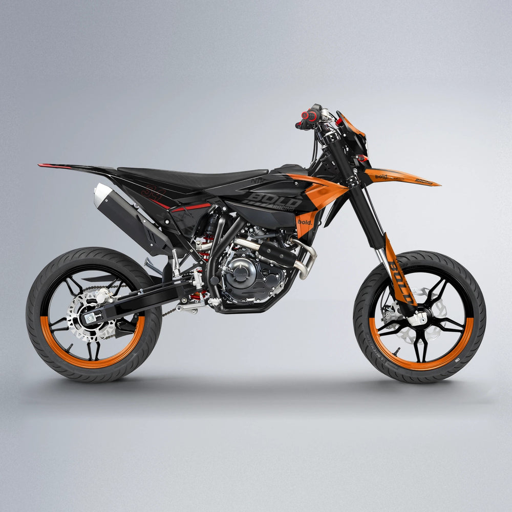 FACTORY Beta supermoto graphics kit in Red & Orange