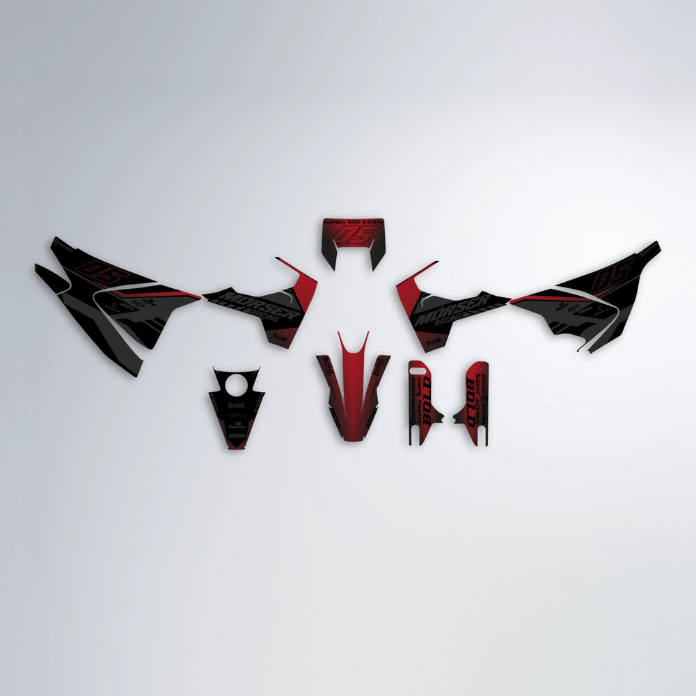 FACTORY Husqvarna 701 graphics kit parts layout in Black & Red