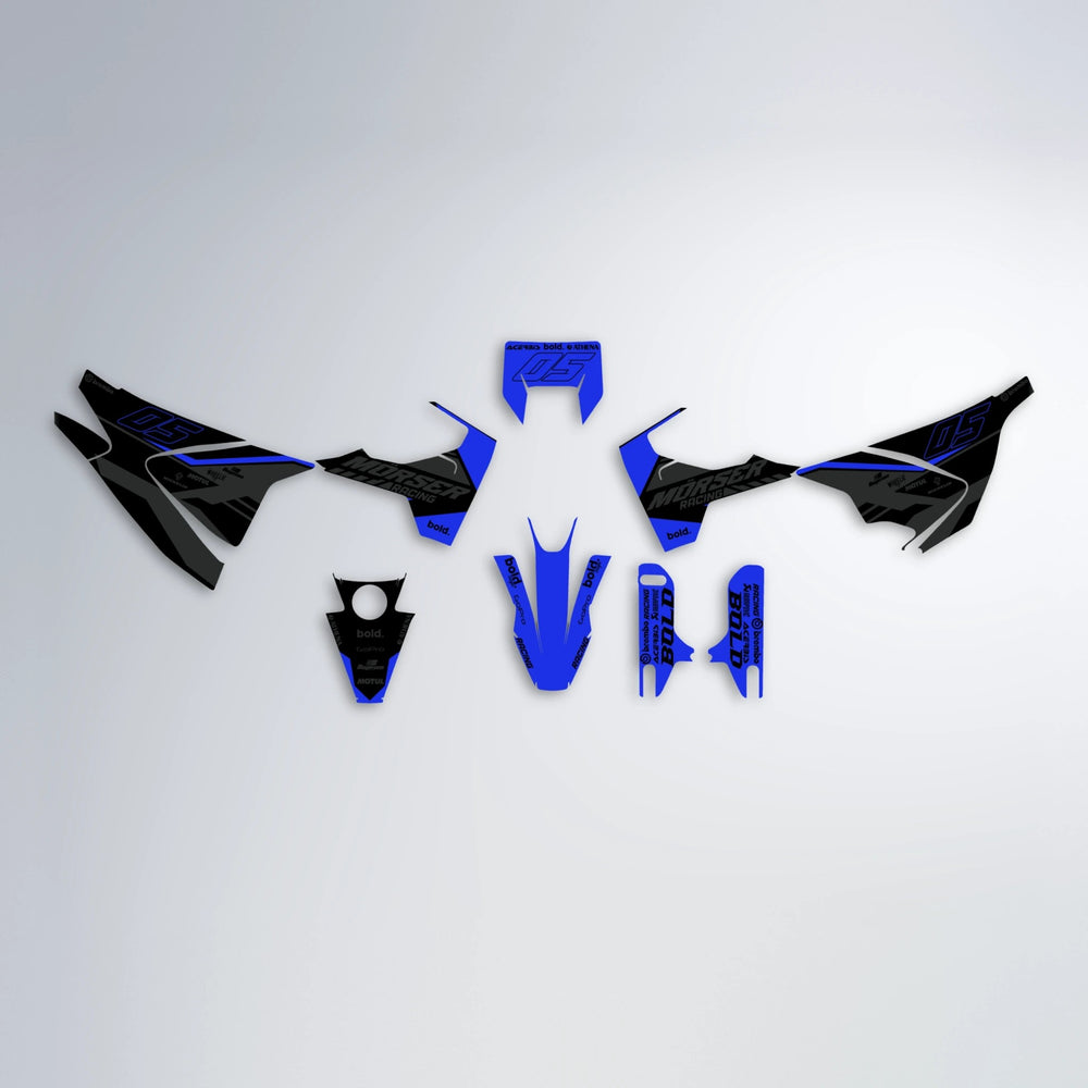 FACTORY Husqvarna 701 graphics kit parts layout in Blue