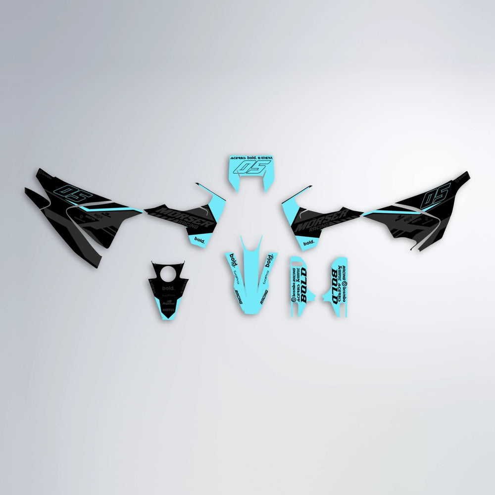 FACTORY Husqvarna 701 graphics kit parts layout in Custom Colour