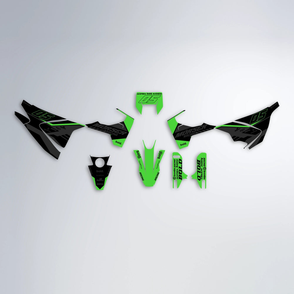 FACTORY Husqvarna 701 graphics kit parts layout in Green