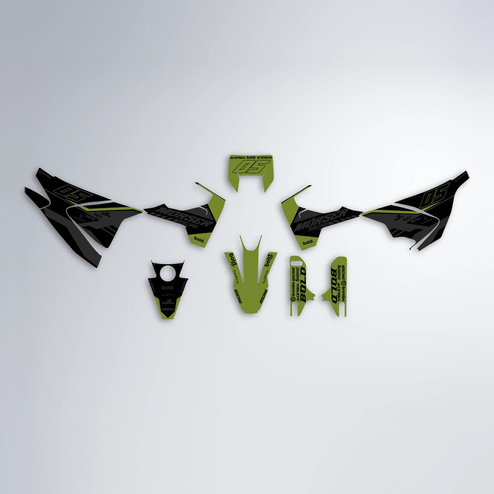 FACTORY Husqvarna 701 graphics kit parts layout in Olive
