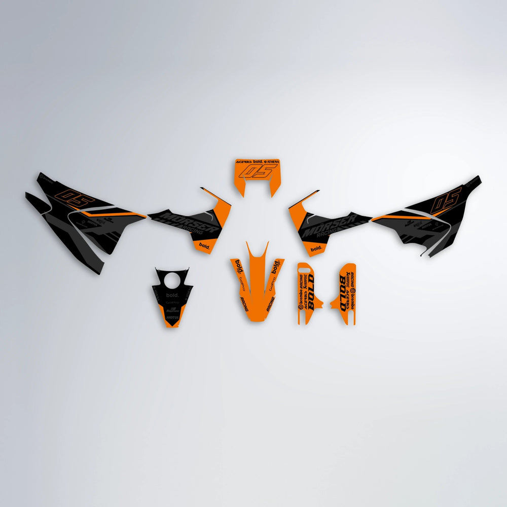 FACTORY Husqvarna 701 graphics kit parts layout in Orange