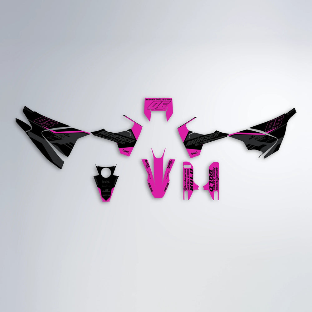 FACTORY Husqvarna 701 graphics kit parts layout in Pink