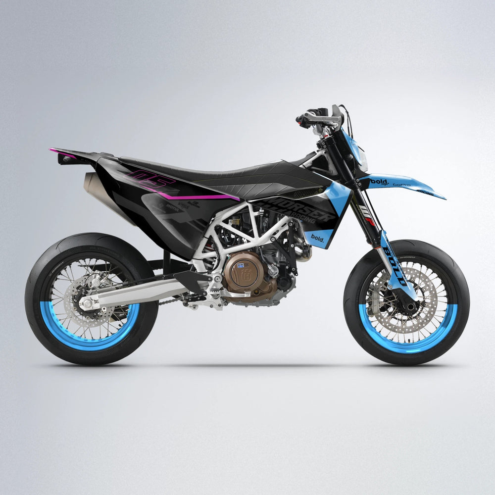 FACTORY Husqvarna 701 supermoto graphics kit in Pink & Light Blue