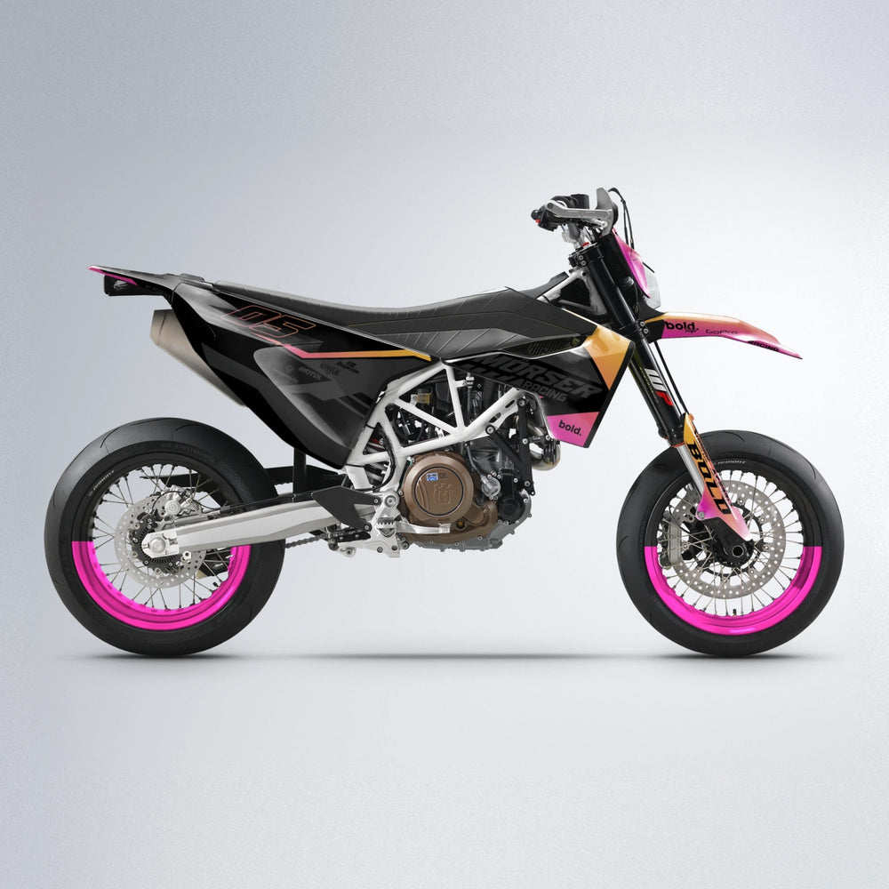 FACTORY Husqvarna 701 supermoto graphics kit in Pink & Yellow