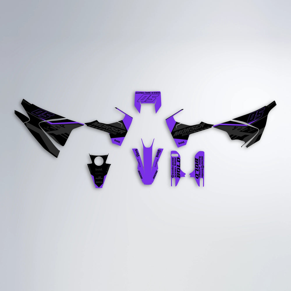 FACTORY Husqvarna 701 graphics kit parts layout in Purple