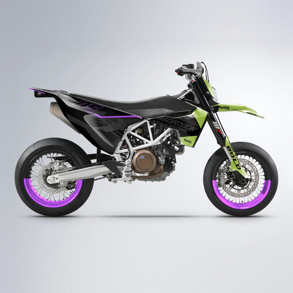 FACTORY Husqvarna 701 supermoto graphics kit in Purple & Yellow