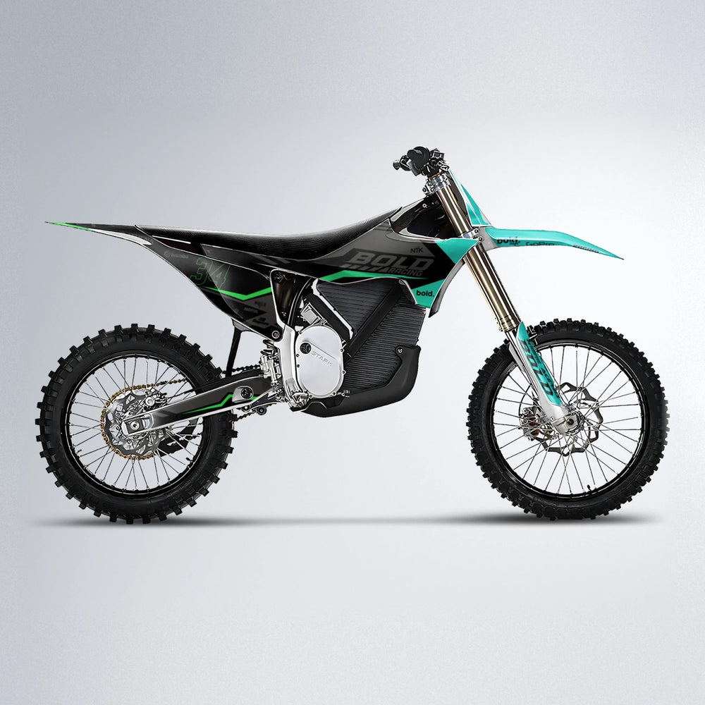 FACTORY Stark Varg MX motocross graphics kit in Cyan & Green