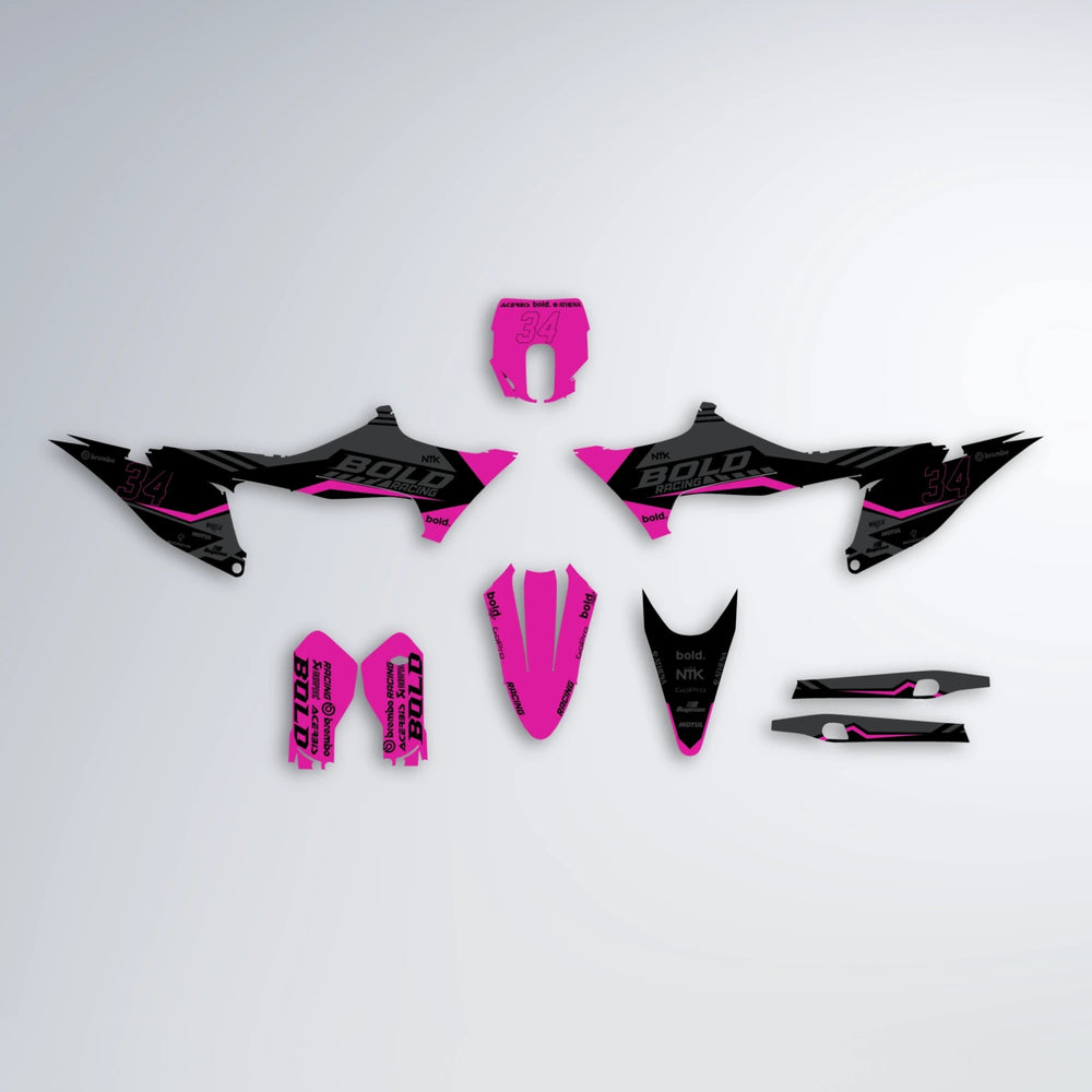 FACTORY Stark Varg MX graphics kit parts layout in Pink