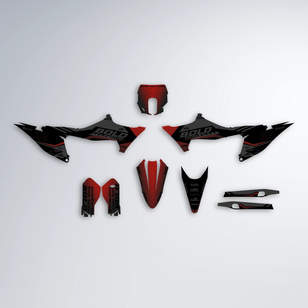 FACTORY Stark Varg SM graphics kit parts layout in Black & Red