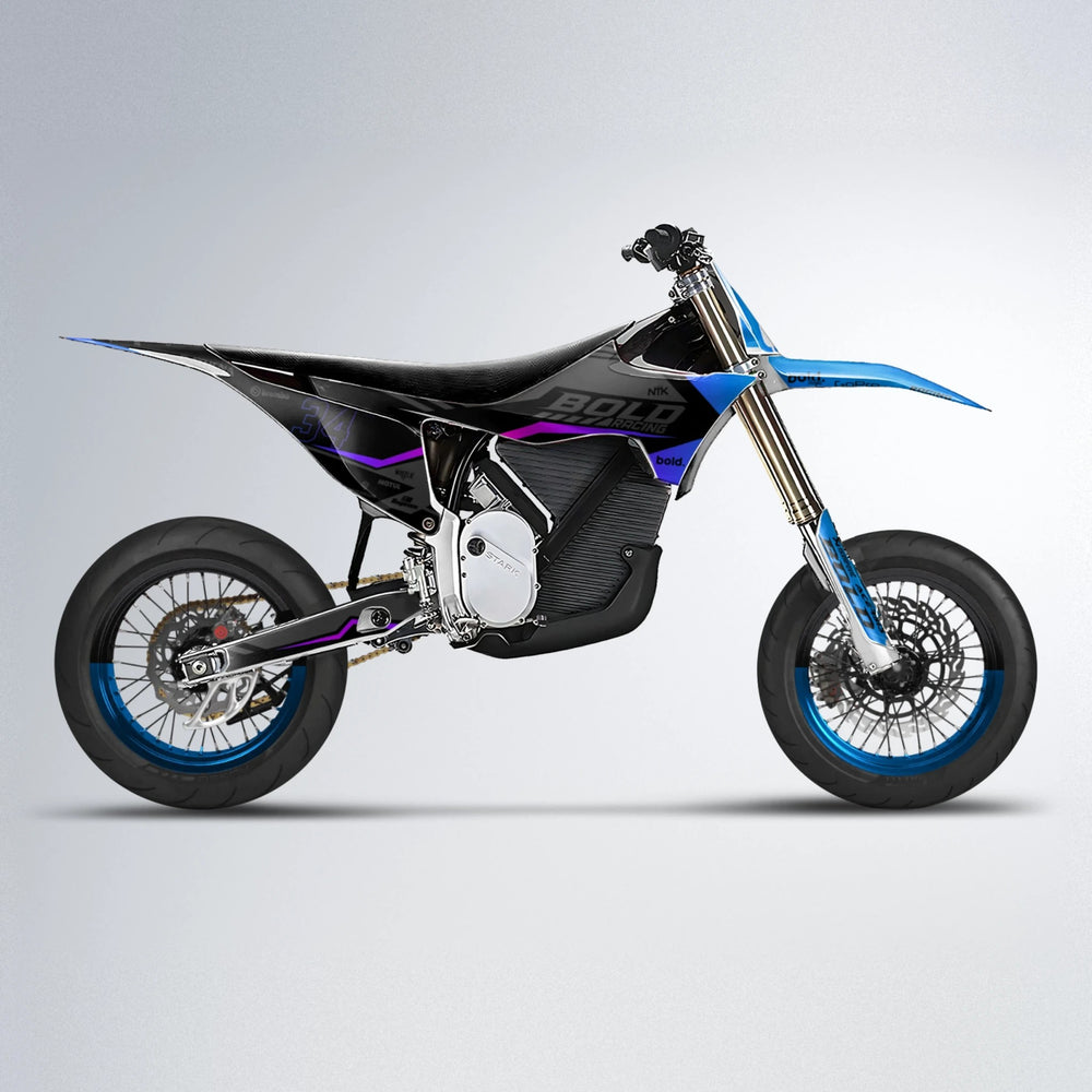 FACTORY Stark Varg SM supermoto graphics kit in Blue Purple Fade