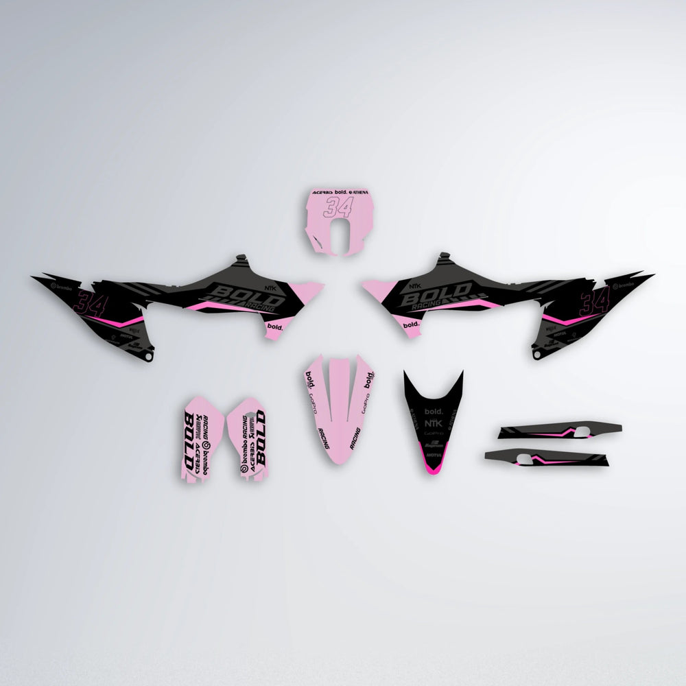 FACTORY Stark Varg SM graphics kit parts layout in Flamingo