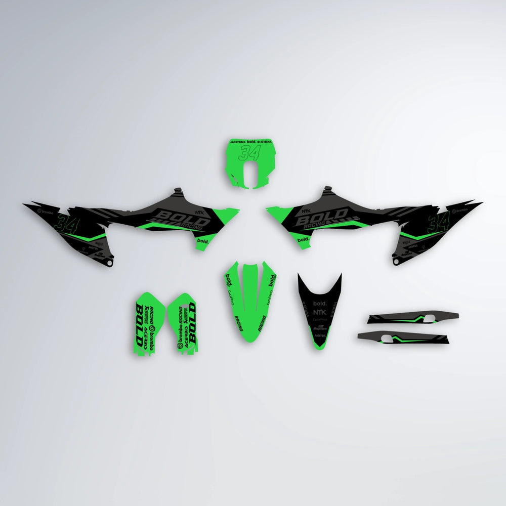 FACTORY Stark Varg SM graphics kit parts layout in Green