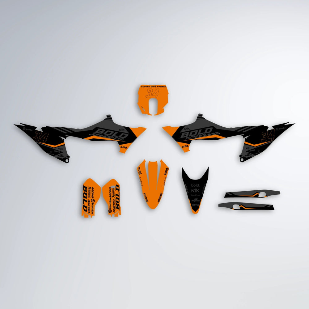 FACTORY Stark Varg SM graphics kit parts layout in Orange