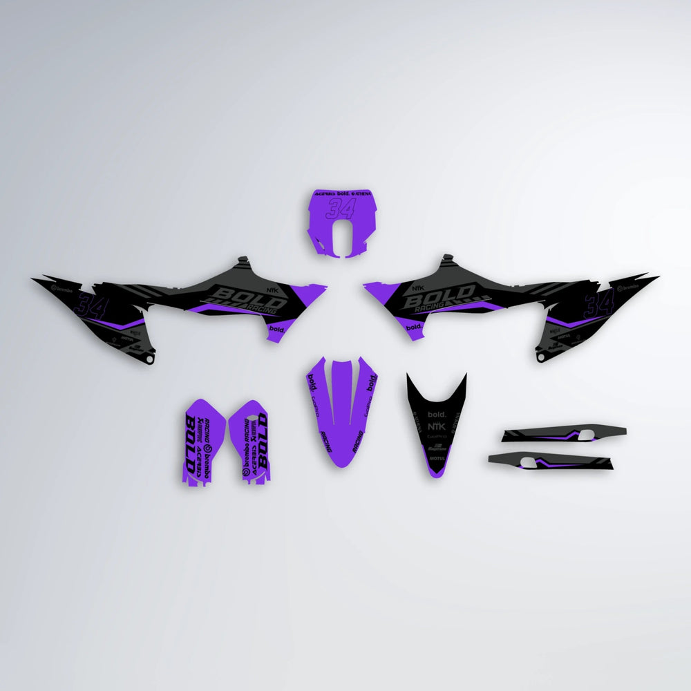 FACTORY Stark Varg SM graphics kit parts layout in Purple