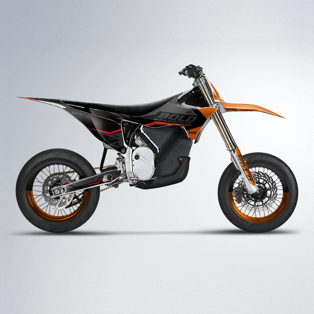 FACTORY Stark Varg SM supermoto graphics kit in Red & Orange