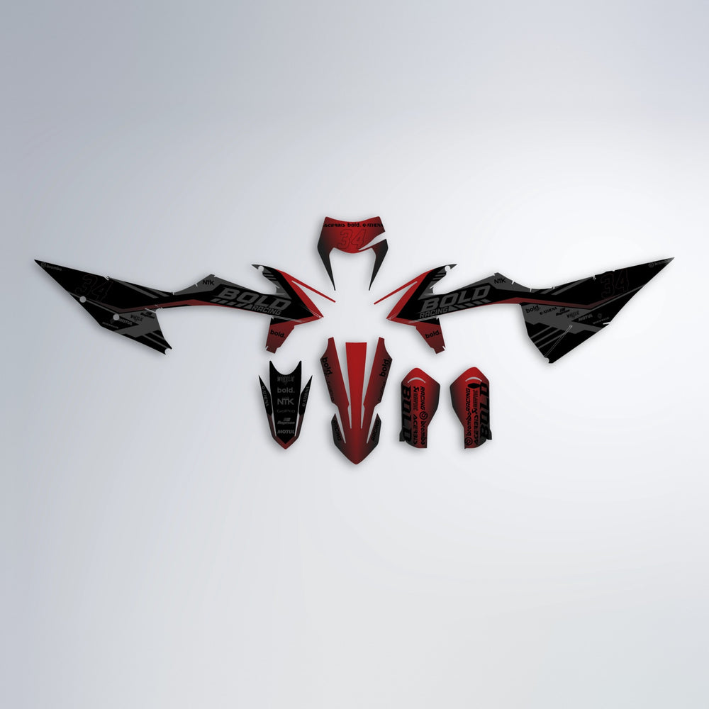 FACTORY graphics kit parts layout in Black & Red