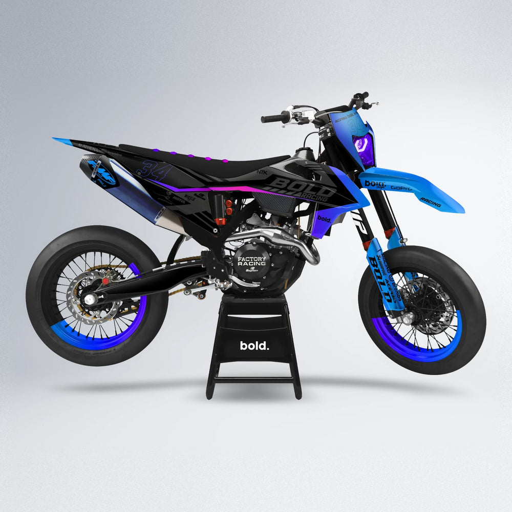 FACTORY supermoto graphics kit in Blue Purple Fade