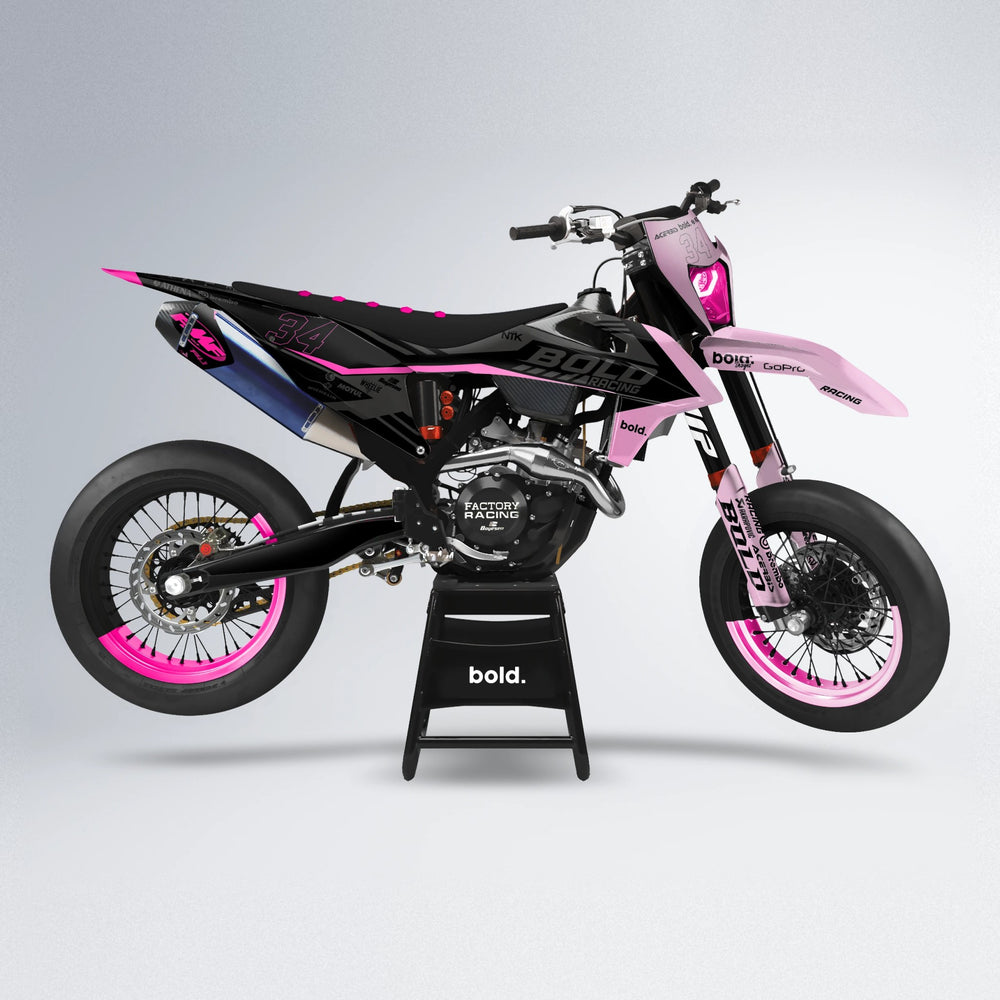 FACTORY supermoto graphics kit in Flamingo