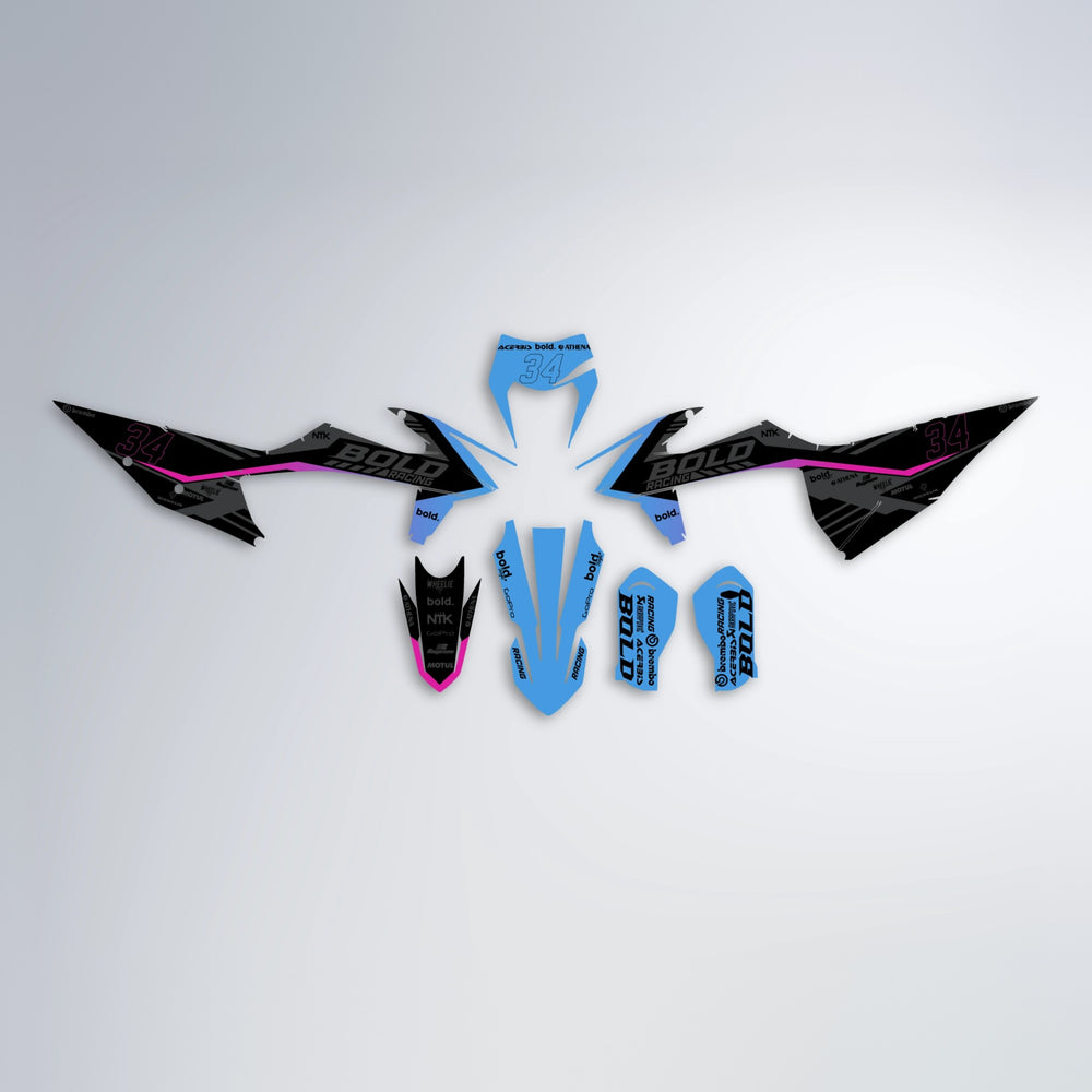 FACTORY graphics kit parts layout in Pink & Light Blue