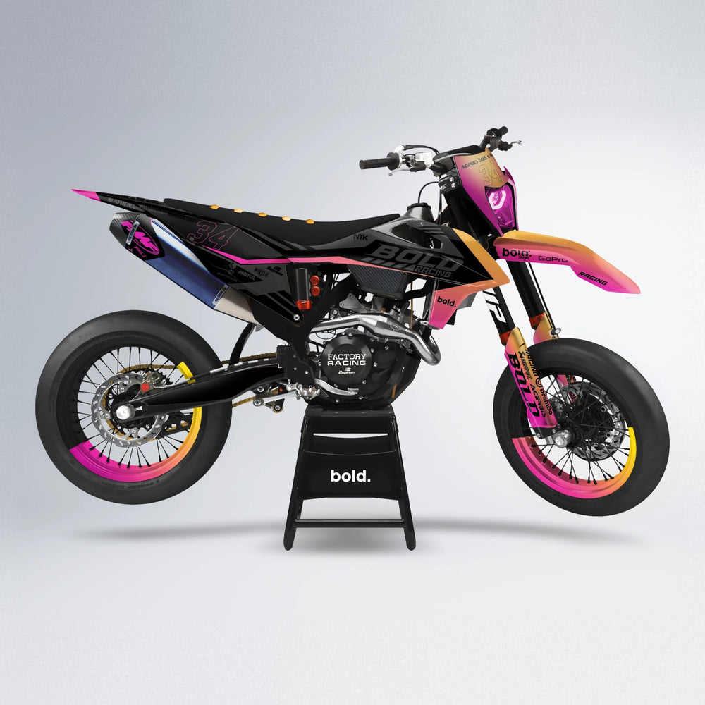 FACTORY supermoto graphics kit in Pink & Yellow