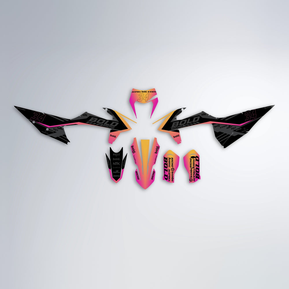FACTORY graphics kit parts layout in Pink & Yellow